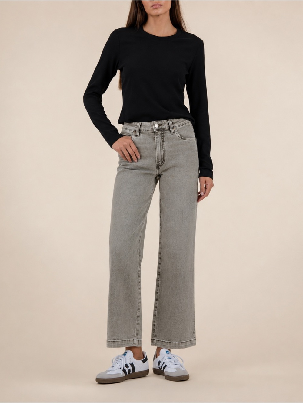 Kut From the Kloth NWT High Rise Pattie Straight Leg Denim Cement Color Sz 30